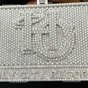 Colgante de Moissanita VVS con Logotipo Personalizado, Plata de Ley, Corte Brillante Redondo, Estilo Hip Hop, Unisex - Product Image 2