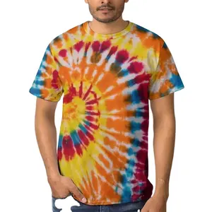 2024 última camiseta de gran tamaño Tie-Dye para hombre al por mayor último diseño de verano con patrón sólido técnica impresa patrón en blanco