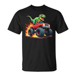 T-shirt d'anniversaire pour tout-petits avec motif de camion monstre dinosaure, tee-shirt promotionnel pour garçons - Product Image 1
