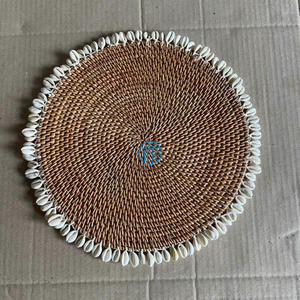 Mantel Individual de mimbre hecho a mano con concha marina para ajustes de mesa elegantes para Decoración de mesa al por mayor - Product Image 1