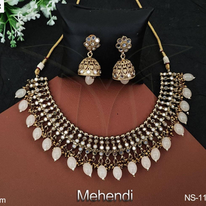 เครื่องประดับโบราณสไตล์แฟนซี Mehendi ชุบปาร์ตี้สวมชุดสร้อยคอ - Product Image 1