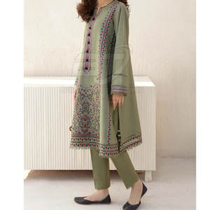 Conjunto de Shalwar Kameez Dupatta para Mujer, Estilo de Marca, Venta al por Mayor, Shalwar Kameez Bordado de Alta Gama para Mujer - Product Image 4