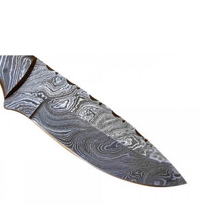 Couteau à désosser Burraq fait main en acier Damas avec manche en acier Damas et étui en cuir, cadeau idéal pour le camping et la chasse - Product Image 3