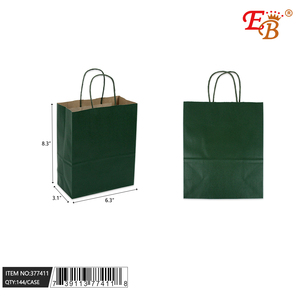 สีดำและสีเขียว6 "X8" X3 "ถุงกระดาษของขวัญ144ชิ้น/กล่องปรับแต่งโลโก้ได้ทนทานสำหรับเทียนและบรรจุภัณฑ์งานฝีมือ - Product Image 1