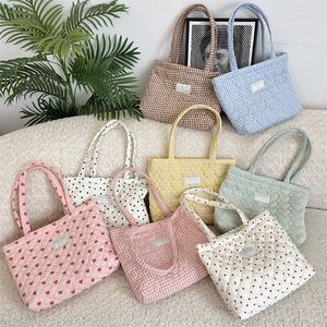 Bolsa Tote Feminina em Xadrez, Bolsa de Ombro Puffer, Bolsa de Compras em Algodão com Bolsos Internos para Mulheres - Product Image 1