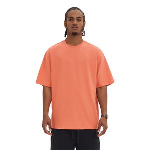 T-shirts haut de gamme grande taille T-shirt blanc en coton imprimé streetwear noir lourd pour hommes - Product Image 1