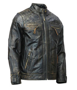 Veste de moto classique en cuir de vache naturel noir vieilli, prix bon marché, service OEM, vente en gros, nouvelle mode 2025 pour hommes - Product Image 4