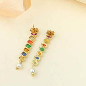 Anokhi Women's Silver Gold Plated Freshwater Pearl Bezel Setting Luxury <b>Stud</b> <b>Earrings</b> for All Occasions - Product Image 5