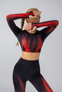 Ensembles de fitness de gymnastique à haute élasticité en vente en gros 5 pièces respirant sans couture impression numérique lavé entraînement nylon spandex femmes vêtements de sport - Product Image 3
