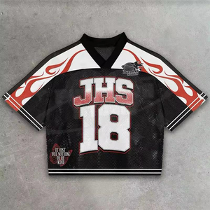 2025 ropa deportiva de gran tamaño personalizada algodón malla cuello redondo fútbol Jersey Hombres estilo superior serigrafía Boxy Jersey adultos práctica - Product Image 3