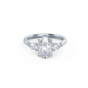 Anillo de diamante de moissanita de corte brillante ovalado y pera de oro blanco de simulación de lujo, 2,25 quilates para mujer, anillos de compromiso de boda - Product Image 1