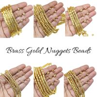 Mini perles en laiton plaqué or 14K/18K en forme de boule, 48 perles sur 1 brin, composants faits à la main pour la fabrication de bijoux DIY