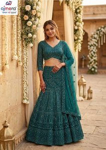 Ajmera Embroidered <b>Net</b> a Line Gown High Neck Full Sleeve Modern Natural Waistline Formal Wedding Dress for Women - Product Image 4