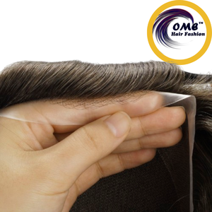 OME Men's Indian Remy Human Hair Toupee Silk Base Front Hair System Natural Hairline Bleached Knots 100% Density Light <b>Brown</b> - Product Image 3