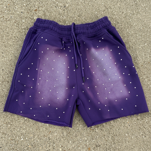 Short sur mesure de haute qualité 100% coton toile Sun Fade Rhinestone solide motif séchage rapide broderie 3D décontracté haut pour hommes - Product Image 1