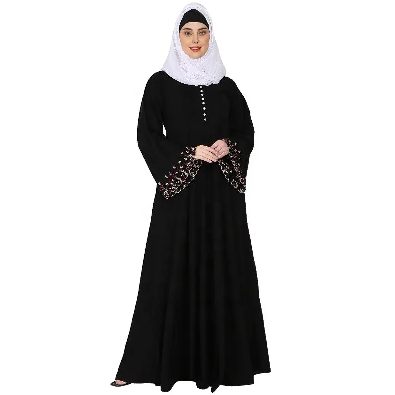 Kualitas tinggi Muslim Kaftan Flow lengan besar gaya Saudi Dubai gaun Abaya pakaian Islami untuk Lebaran Abaya gaun Kaftan grosir