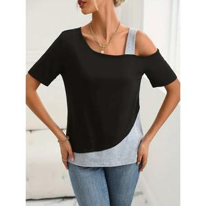 Blusa in viscosa dettagliata con tracolla a manica corta da donna - Product Image 4