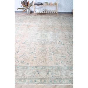 Alfombra Turca de 8.7x11.2 pies, Alfombra Vintage Extra Grande, Alfombra de Lana Azul y Blanca con Diseño Ombré - Product Image 1