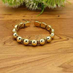 Ball doted brass adjustable <b>bracelet</b> for men, bohemian statement golden bangle jewellery for unisex. - Product Image 3