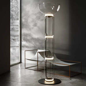 Noctambule Modern Minimalist LED Bowl <b>Floor</b> <b>Lamp</b> Contemporary Glass Iron Body with E27 <b>Base</b> for Living Room Bedroom Garden Villa - Product Image 2