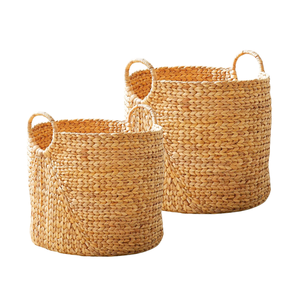 Stylish Round WATER HYACINTH <b>BASKET</b> <b>Laundry</b> <b>Basket</b> From Vietnam with Removable Liner for Any Home Decor <b>Laundry</b> Organizer - Product Image 1