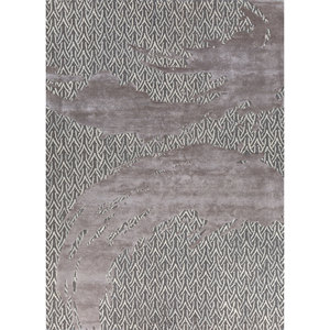 พรมทอมือ Tra-15046 & ผ้าวิสคอสรูปแบบนามธรรมสีเทาและสีดำสำหรับใช้ในบ้าน-ทางเดิน - Product Image 1