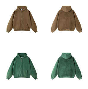 แจ็กเก็ตมีฮู้ดแบบซิปแนววินเทจสำหรับผู้ชายมีฮู้ดผ้าฟลีซหนาเสื้อผ้าแนวสตรีทแบบย้อนยุคหรูหรามีซิปรูดซิปสำหรับผู้หญิงขายส่ง - Product Image 5