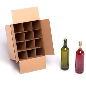 Cajas Reciclables para 12 Botellas de Vino, Dimensiones Internas 32x25x32 cm, con Divisores de Malla - Product Image 5