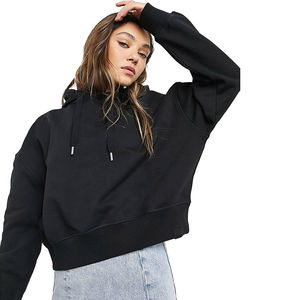 Oversize Full Sleeve Women's <b>Crop</b> <b>Top</b> Hoodies Winter Season Thin Hoodies Pullover Women's <b>Black</b> Color <b>Crop</b> <b>Top</b> Hoodies - Product Image 3