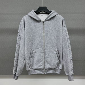 Heavyweight Winter Streetwear Men's Boxy Graphic Anti-Wrinkle Custom Printed <b>Polyester</b> Rhinestone Zipper <b>Hoodies</b> Sweatshirt - Product Image 3