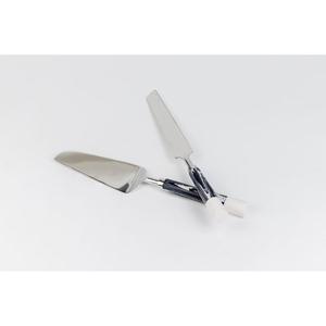 Ensemble de couteau et de serveur à gâteau de mariage en métal, poignées en marbre, couverts de service de haute qualité, support OEM - Product Image 1