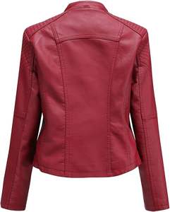 Womens Motorcycle <b>Jacket</b> Fashion Dressy Vegan Leather Biker Coat <b>Light</b> Slim Fit Crop Blazer Moto <b>Jacket</b> - Product Image 4
