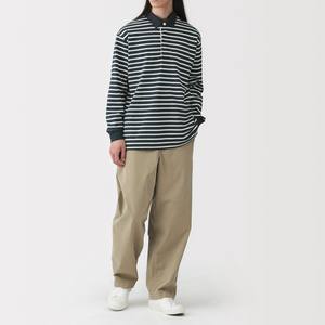 Polo Informal de Algodón 100% de Peso Pesado, Cuello con Botones de Espiga Ancha, Manga Larga para Hombre - Product Image 3