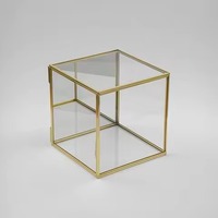 Boîte de rangement en verre avec cadre en métal doré pour décoration de maison moderne, boîte de présentation pour miroir