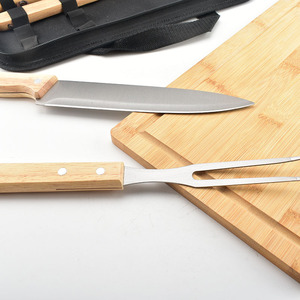 Parrilla de barbacoa portátil para exteriores, bolsa de transporte, juego de 6 piezas, cocina de acero, accesorios de barbacoa de madera de bambú, fiesta al aire libre, Camping - Product Image 6