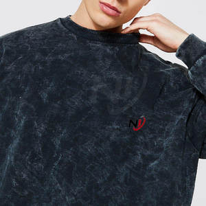 2025 Venta directa de fábrica Hombres Lavado ácido Sudadera Logotipo personalizado Lavado ácido sólido Sudadera para hombres - Product Image 4