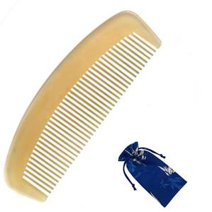 Peine de masaje de cuerno de búfalo blanco Natural - Product Image 5