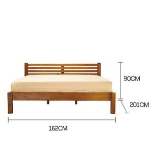 Cama King Size de Estilo Nórdico Minimalista en Madera Maciza con Cabecera a Rayas y Juego de Tablas de Teca, Sostenible y Duradera para Dormitorio - Product Image 6