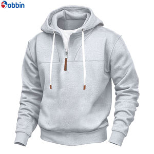 Sweat-shirt à capuche oversize pour homme, demi-zip, en polyester/coton, avec plusieurs poches, vêtement d'hiver - Product Image 1