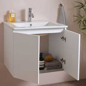 60cm <b>White</b> Wood <b>Wall</b>-Hung <b>Bathroom</b> <b>Cabinet</b> with Mirror Belize Set - Product Image 6
