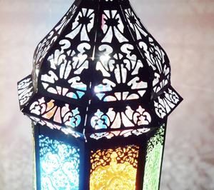 Christmas Collection 2026 Hanging and Tabletop Decorations <b>Black</b> Metal Moroccan Candle <b>Lanterns</b> with Colorful Glass Handmade - Product Image 3