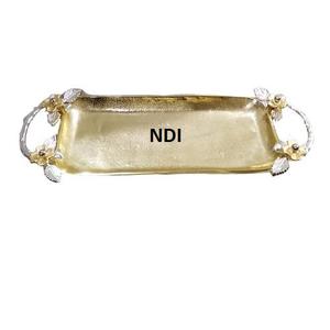 Bandeja DE SERVICIO DE METAL lujosa hecha a mano, forma y diseño personalizados para desayuno o uso decorativo, multiusos y elegante - Product Image 1