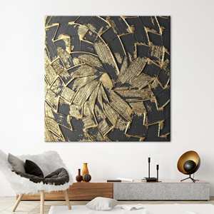Printed <b>Canvas</b>: Modern Abstract Wall Art in <b>Blue</b> & Gold,Gallery Wrapped - Product Image 1