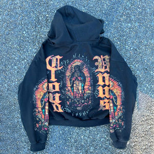 Invierno peso pesado francés Terry 100% algodón sudadera con cremallera de gran tamaño con estampado DTG lavado ácido doble capucha Boxy Fit para hombres - Product Image 2