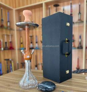 Ensemble portable moderne et minimaliste avec miroir, base en verre et tube en silicone pour chicha narguilé, idéal pour les bars et la maison - Product Image 1