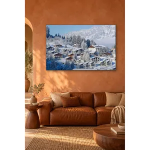 Impression sur toile du village et des montagnes alpines enneigées de Fida - Product Image 2