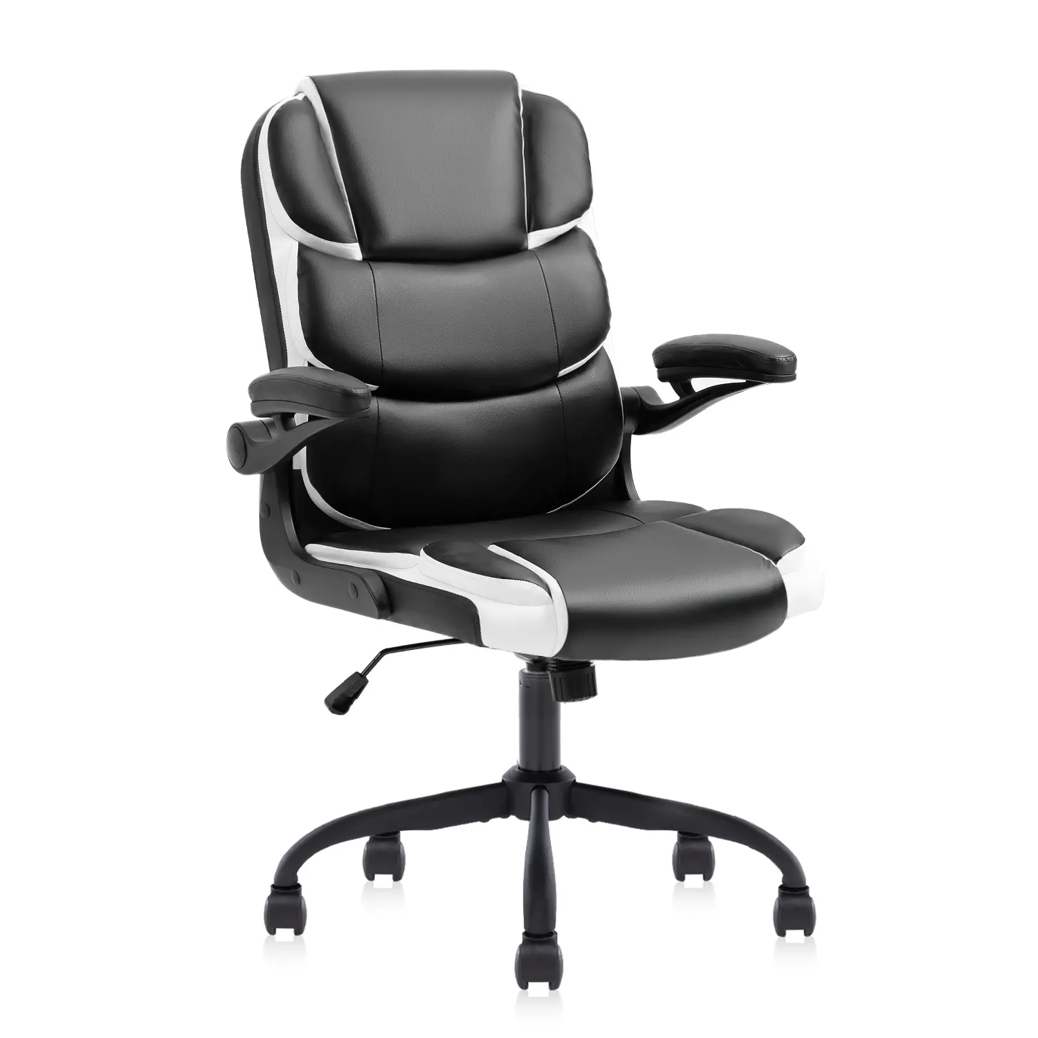 Jestel Black Office Schreibtischs tuhl Ergonomischer Bürostuhl mit flexiblen Rädern Gepolstert von PU modern geeignet für Büro und Zuhause