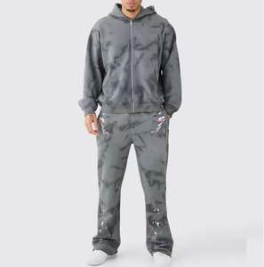 Nouveauté : Survêtement réversible pour homme, taille plus, écologique, coupe-vent, à capuche, lavage à l'acide, fermeture éclair, logo imprimé, uni, saison hivernale - Product Image 1