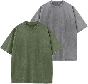 2 uds. Camisetas de gran tamaño de algodón lavado Vintage camiseta suelta Fit manga corta Casual colores sólidos camisetas para hombres y mujeres - Product Image 1