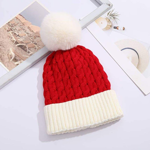 หมวกคริสต์มาสสีแดงปักโลโก้ตามสั่งสำหรับเทศกาลตกแต่งงานปาร์ตี้หมวกถักนิตติ้งสำหรับฤดูหนาว - Product Image 3